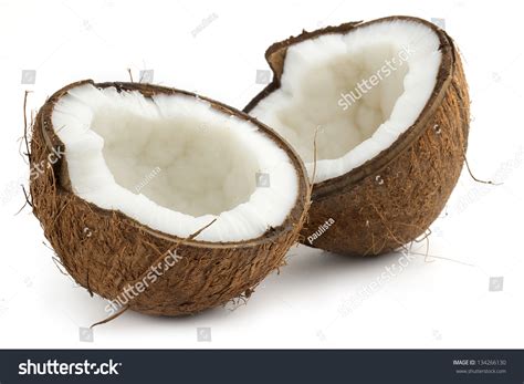 Coconut Cut In Half On White Background Stock Photo 134266130 : Shutterstock