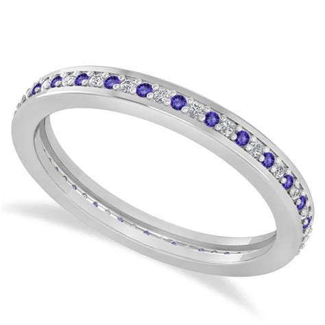 Diamond & Tanzanite Eternity Wedding Band 14k White Gold 0.28ct - AD6342