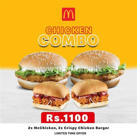 Get 2 McChicken and 2 Crispy Chicken Burgers for just Rs.1,100 at McDonalds