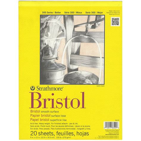 Amazon.com: Strathmore 300 Series Bristol Smooth Pad, 9"x12" Tape Bound, 20 Sheets: Home ...