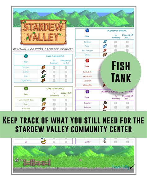 Stardew Valley checklistFishing bundle community center | Etsy