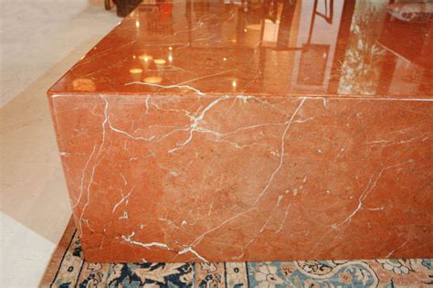 Very Large Terracotta Marble Square Coffee Table at 1stDibs | orange marble coffee table, orange ...