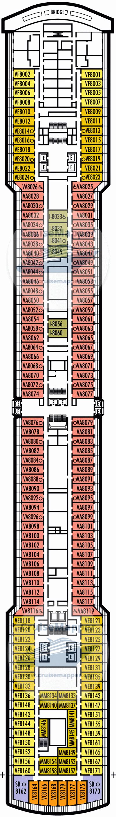 ms Eurodam deck 8 plan | CruiseMapper