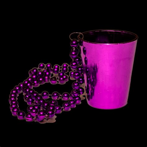 33" Shot Glass Mardi Gras Beads- Purple