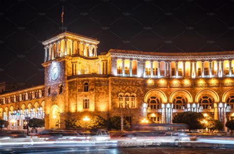 Republic square in yerevan at night featuring armenia, yerevan, and ...