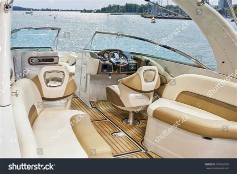 Wooden Leather Interior Luxury Yacht Cockpit Stock Photo 750452095 ...