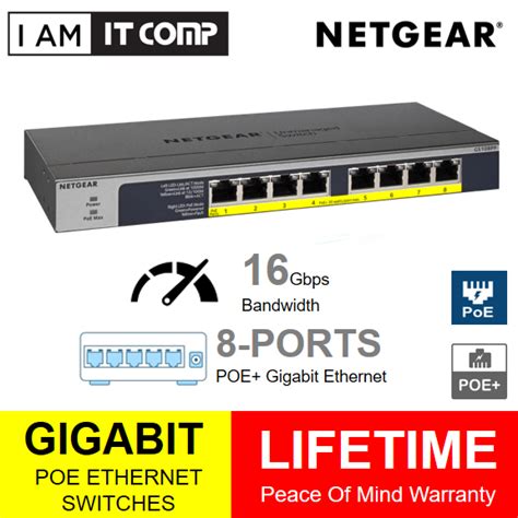 NETGEAR GS108PP 8-Port Gigabit Ethernet Unmanaged PoE Switch(GS108PP-100EUS)