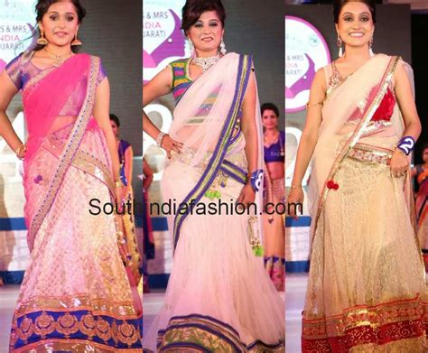 Latest Half Sarees and Lehengas @ Miss India Gujarati Contest – South India Fashion