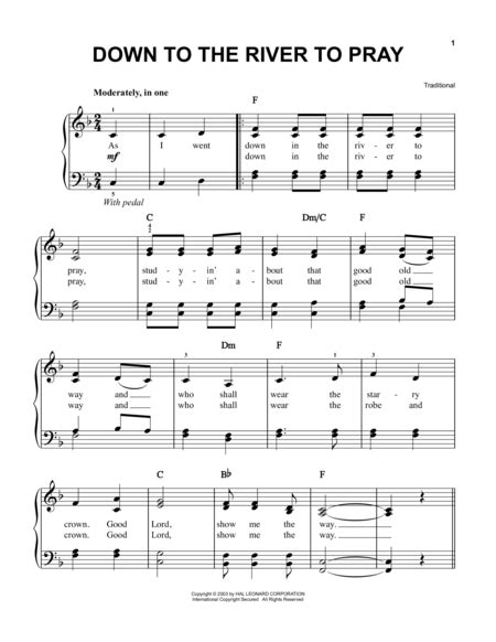 Download Down To The River To Pray Sheet Music By Alison Krauss | Sheet music, Sheet music ...