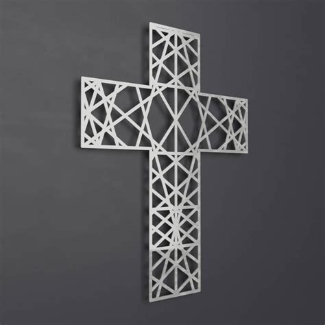 Modern Metal Wall Cross Sculpture Large Wall Cross Christian - Etsy