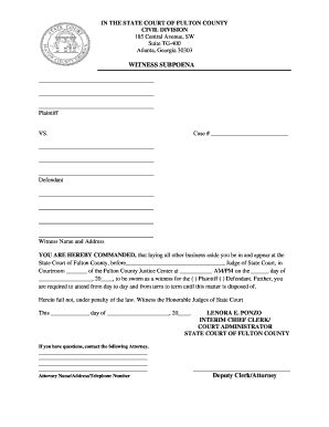 In the STATE COURT of FULTON COUNTY CIVIL DIVISION 185 Form - Fill Out and Sign Printable PDF ...