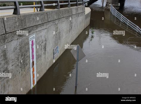 Flooding of the Des Plaines River in Des Plaines, Illinois Stock Photo ...