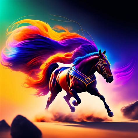 A colorful horse running on desert - art by ahmad - Digital Art, Animals, Birds, & Fish, Horses ...