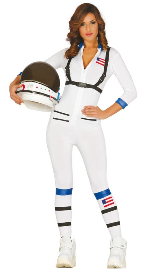 Womens White Astronaut Space Suit Jumpsuit Uniform Moon Walk Costume - Papootz | Halloween Fancy ...