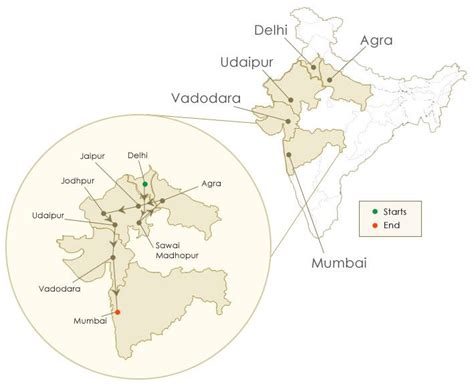 Route Map of the Deccan Odyssey train Tour Train Route Map, Train Tour, Luxury Train, Udaipur ...