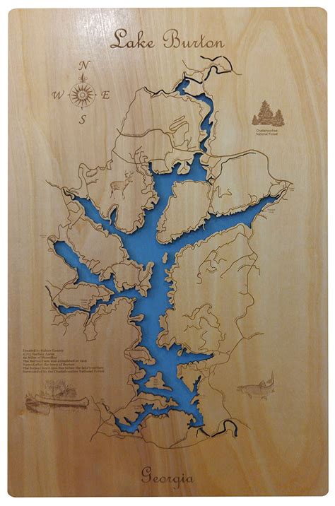 Lake Burton, Georgia - Laser Cut Wood Map| Personal Handcrafted Displays