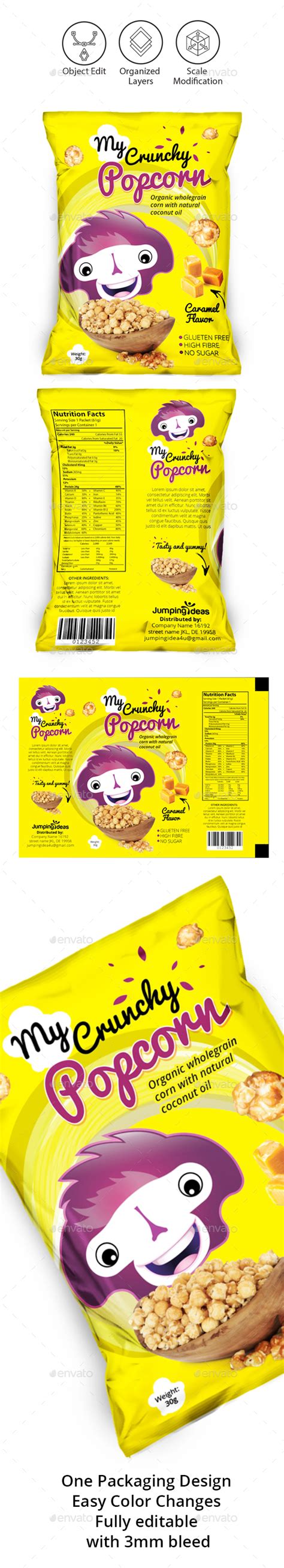 Popcorn Packaging Template by jumpingideas | GraphicRiver