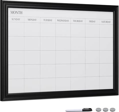 Amazon.com : Navaris Framed Calendar Whiteboard for Wall - 29.5" x 19.7 ...