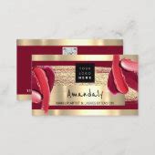 Logo QR CODE Logo Gold Red Stroke Makeup Artist Business Card | Zazzle