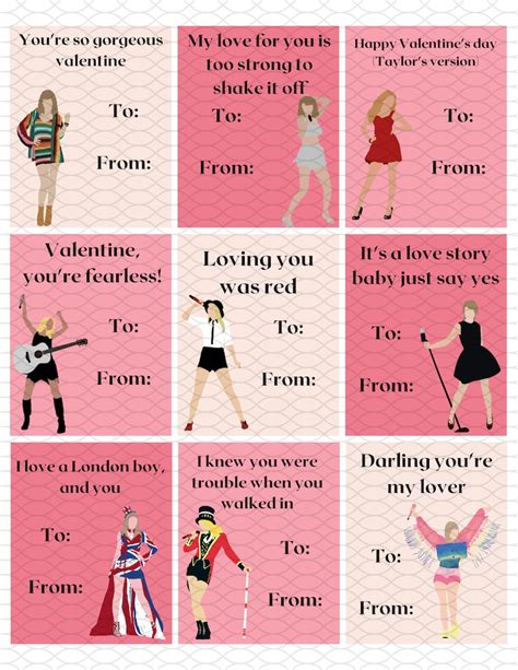 Taylor Swift Eras Instant Download Printable Valentines Day Cards, Kids Valentine Cards, Easy ...