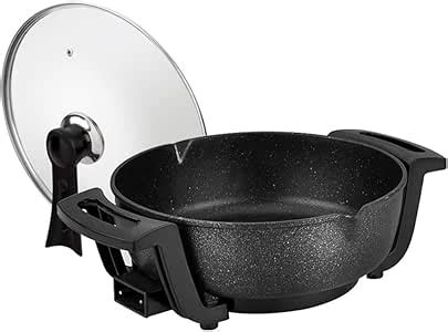 Electric Frying pan/Electric Skillet/Cast Iron Electric Wok/Multi-Function Black Electric ...