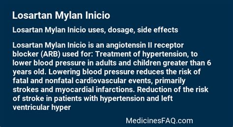 Losartan Mylan Inicio: Uses, Dosage, Side Effects, FAQ - MedicinesFAQ