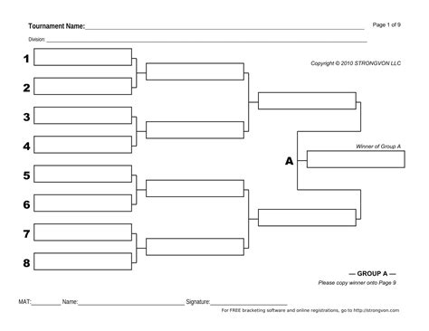 Free Printable Tournament Bracket Templates [6, 8, 10, 16 Teams] Excel