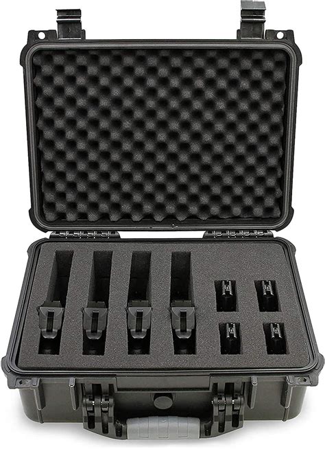 CASEMATIX 16" Customizable 4 Pistol Multiple Pistol Case - Waterproof & Shockproof Hard Gun ...