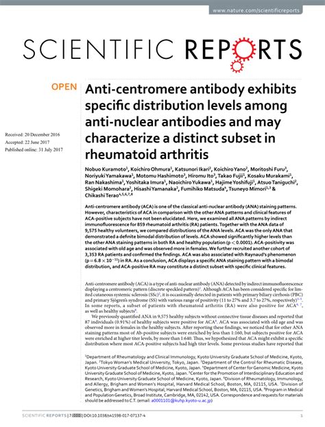 (PDF) Anti-centromere antibody exhibits specific distribution levels among anti-nuclear ...