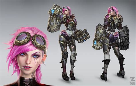 Vi - Official Concept Art, Paul Kwon | 리그 오브 레전드, 그림 디자인, Sf 컨셉아트