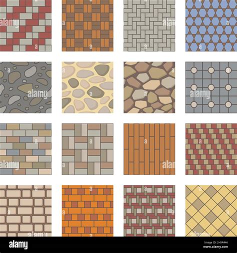 Paving stones seamless pattern, city street pavements tiles. Park path ...