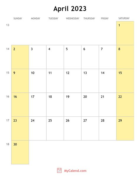 April 2023 calendar with holidays - monthly printable calendar