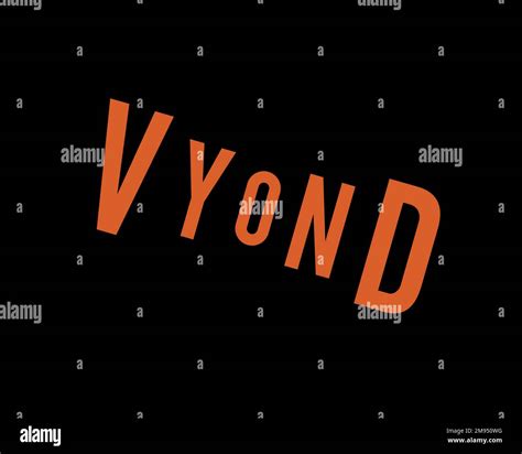 Vyond, rotated logo, black background B Stock Photo - Alamy