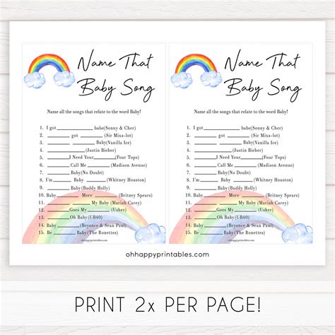 Name That Baby Song - Rainbow Printable Baby Shower Games – OhHappyPrintables