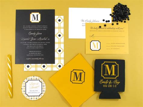 Modern Black and Yellow Invitation Suite and Accessories by Be True Designs www.betruedesigns ...
