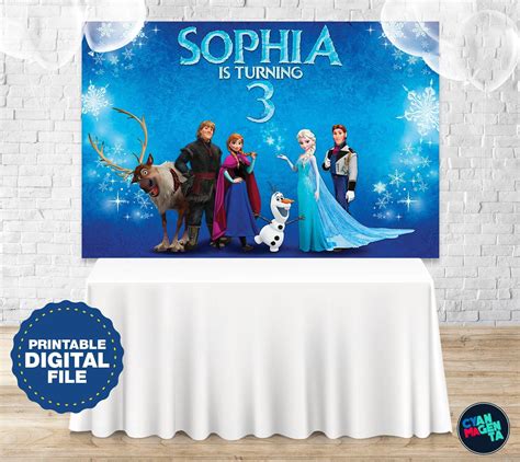 Frozen backdrop for birthday party with personalized name | Etsy