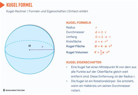 Kugel berechnen: Kugel Volumen, Oberfläche, Formel