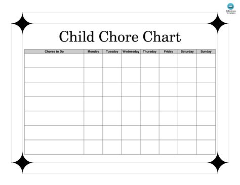 免费 Children's Printable Chore Chart | 样本文件在 allbusinesstemplates.com