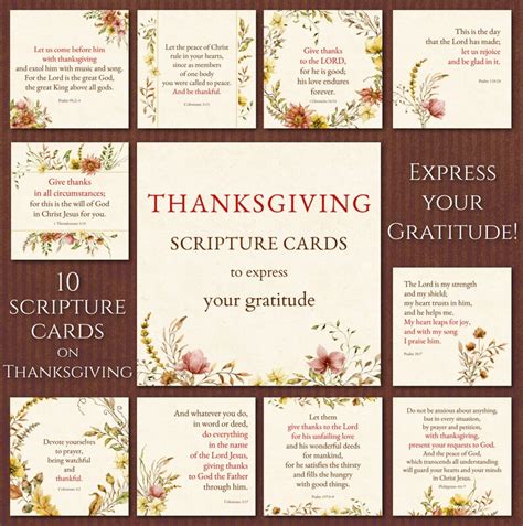 THANKSGIVING Scripture Cards Printable, Thanksgiving Bible Verse Cards ...