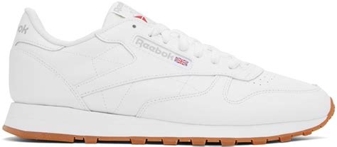 White Classic Leather Sneakers by Reebok Classics on Sale