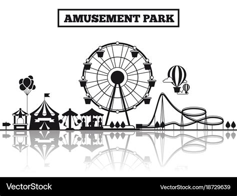 Amusement park silhouette banner design Royalty Free Vector