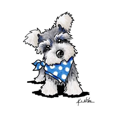 Schnauzer In Dots by Kim Niles Schnauzer Drawing, Schnauzer Puppy ...