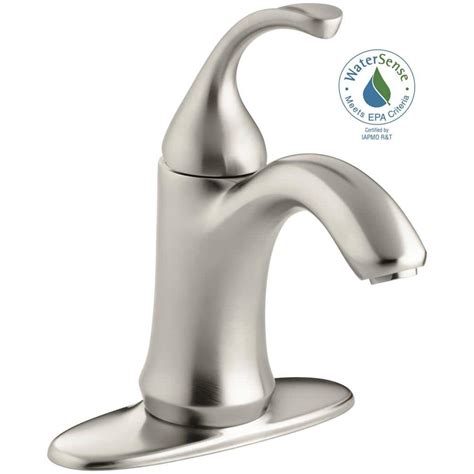 KOHLER Forte Single Hole Single-Handle Low-Arc Water-Saving Bathroom Faucet in Vibrant Brushed ...