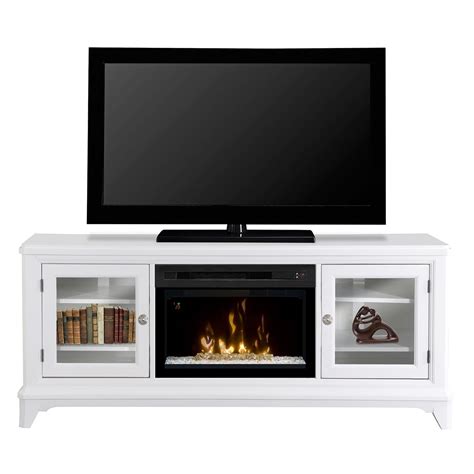 70" Dimplex Winterstein White Glass Ember Bed Media Console Fireplace - GDS25GD-1413WB