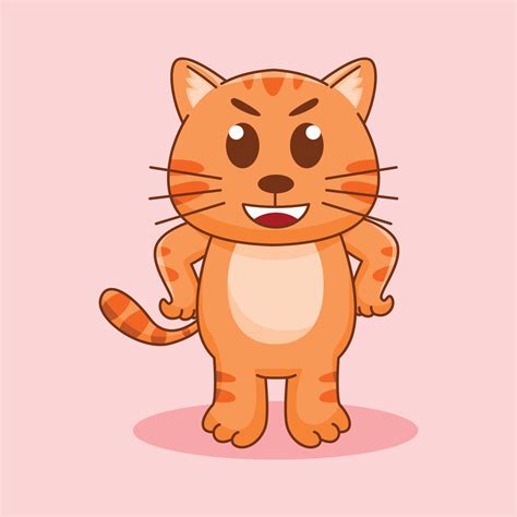 Cute orange cat standing, cartoon vector illustration 6340965 Vector ...