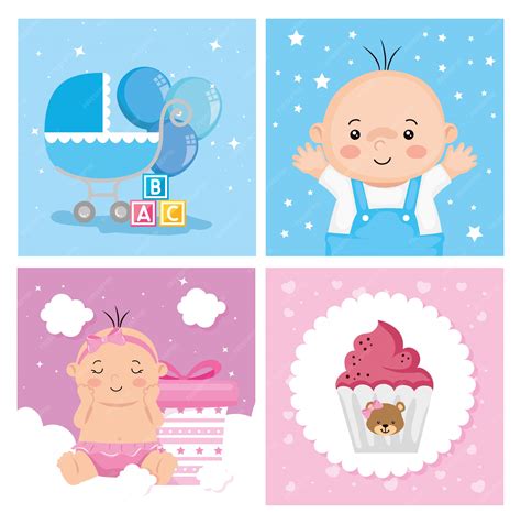 Premium Vector | Illustration set of baby with cute decoration illustration