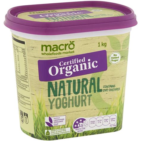 Macro Certified Organic Yoghurt Natural 1kg | Woolworths