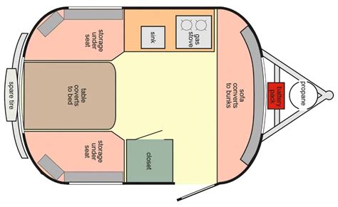 13' Scamp travel trailer floor plan