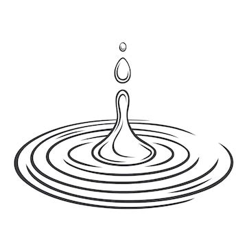 Premium Vector | Drop water and circle ripples surface outline