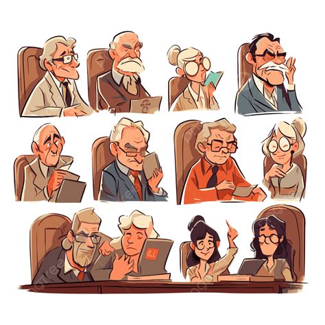 Jury Clipart Group Of Cartoon Characters In A Courtroom Vector, Jury, Clipart, Cartoon PNG and ...